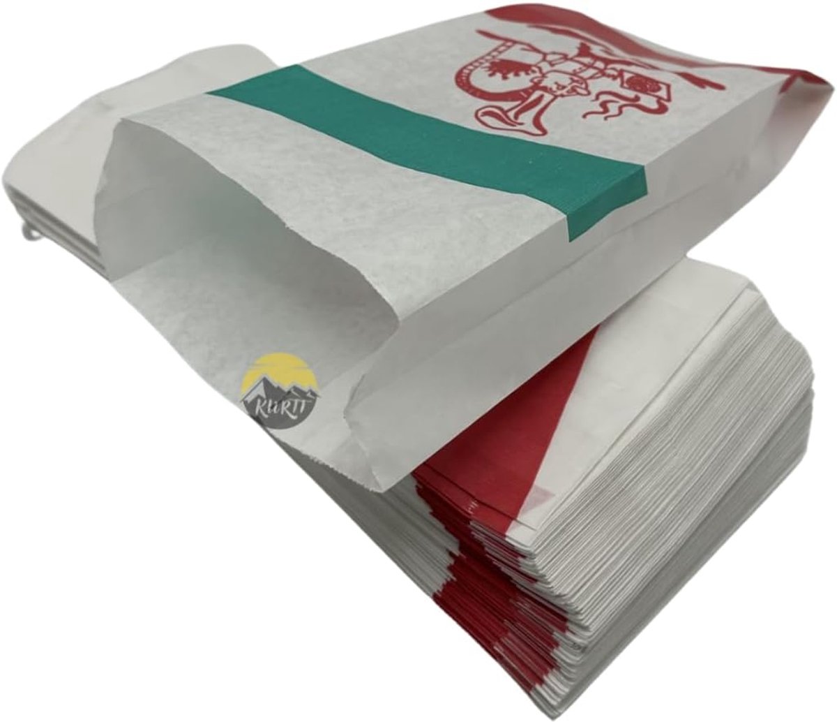 Papieren zakken - 100 stuks - 11 + 4 x 24 cm - Italiaanse vlag - ideaal voor bakkerijen - ShopVlot
