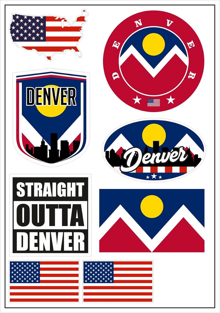 Stickers Denver 8-delig - Vinyl weerbestendig - Diverse maten - Perfect voor auto en motor - ShopVlot