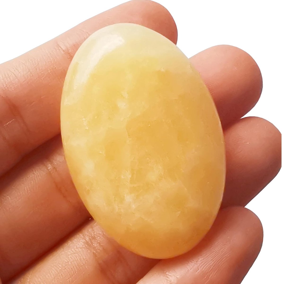 Jade palmsteen mini ovaal - natuurlijke gele jade - massage en ontspanning - energie en healing - ShopVlot