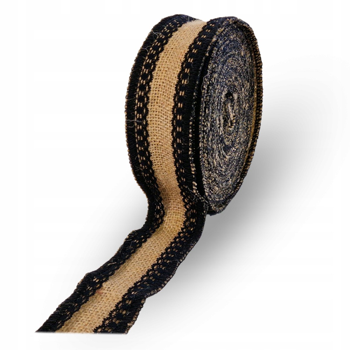Jutetape met zwarte kant 5cm x 10m - Decoratief en ambachtelijk