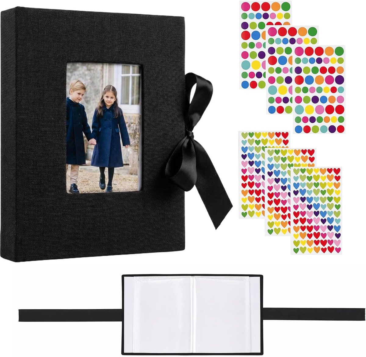 Fotoalbum om in te steken 2 stuks - voor 100 foto's 15 cm - zwart met venster - ideaal voor familieherinneringen - ShopVlot