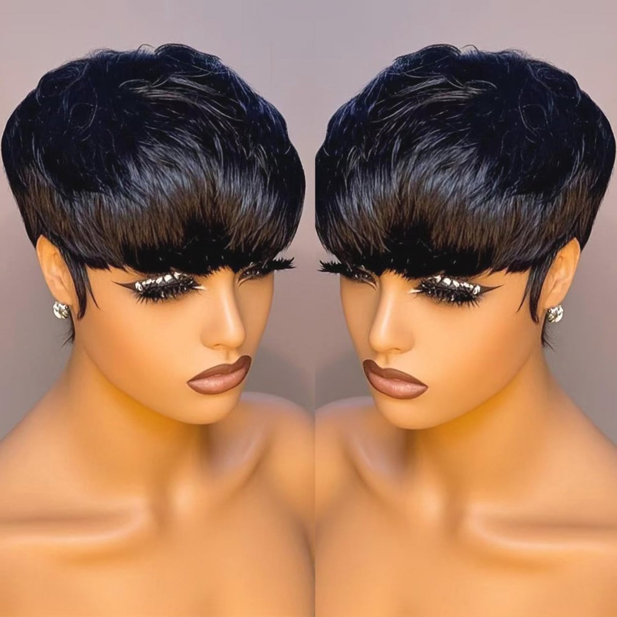 Korte Echt Haar Peruk voor Vrouwen - Pixie Cut - 100% Natuurlijk Haar - Glueloze Peruk zonder Lace - ShopVlot