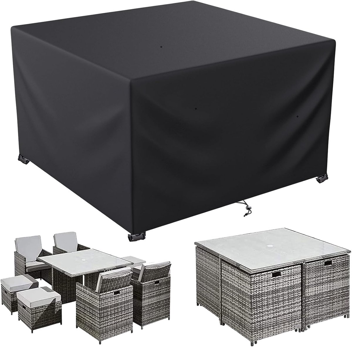 Tuinmeubelhoes 250 x 250 x 90 - 600D Oxford stof - waterdicht en UV-bestendig - beschermt tuinmeubelen - ShopVlot