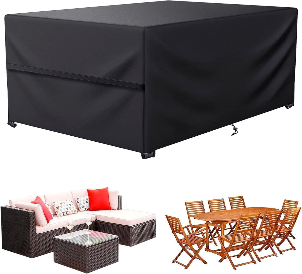 Tuinmeubelhoes 300 x 100 cm - 600D Oxford stof - winterproof en UV-bestendig - beschermt tuinmeubels - ShopVlot