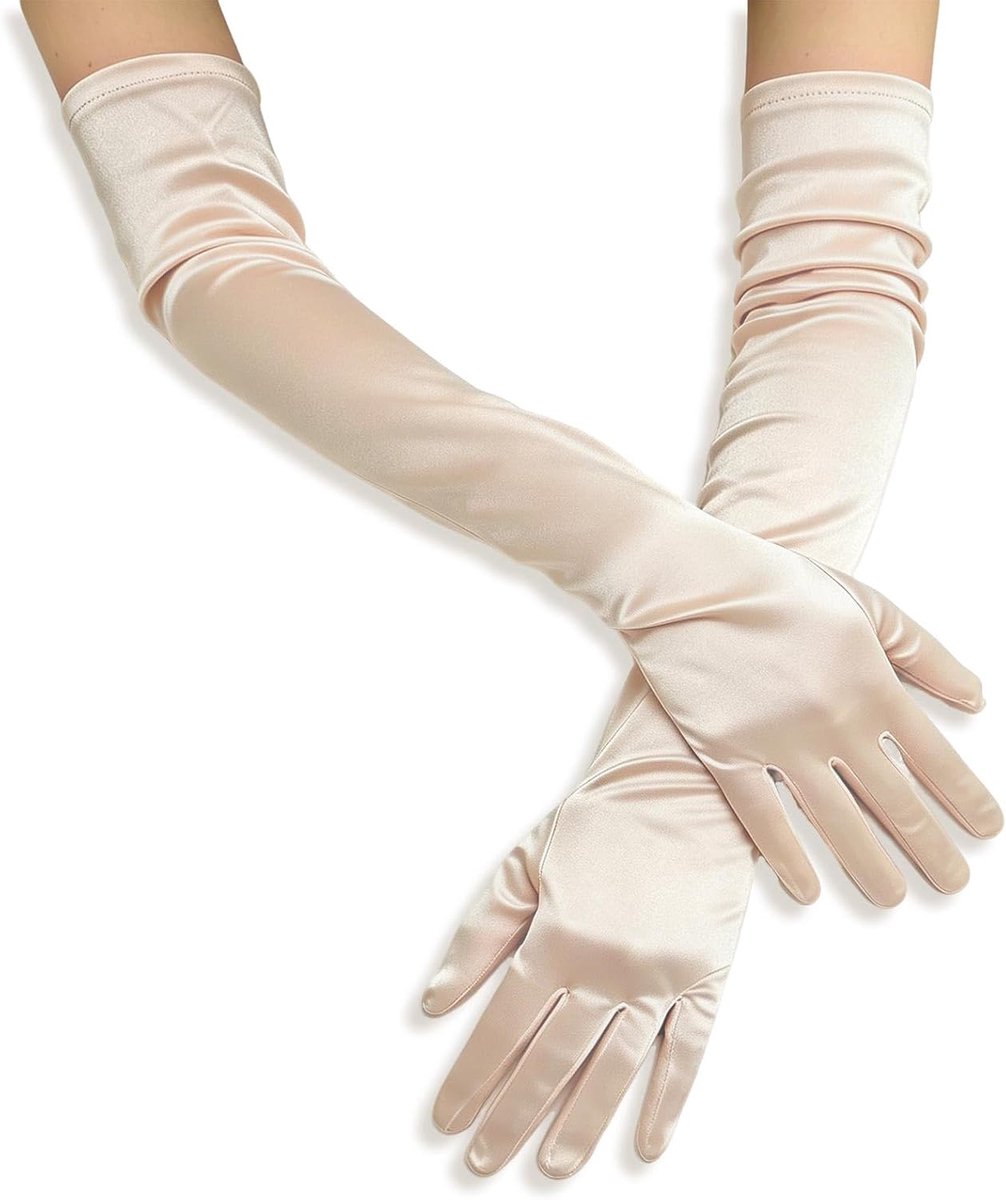 Lange satijnen handschoenen 70 cm - naadloze bruidshandschoenen - zacht en licht - perfect voor bruiloft - SnelShoppen