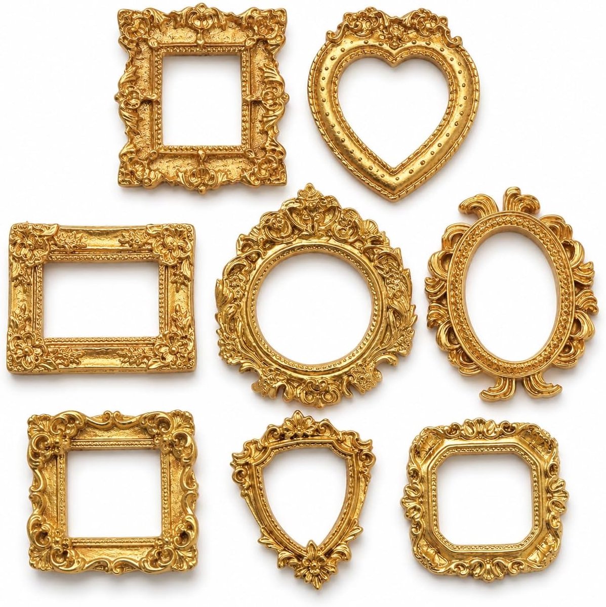 mini-fotolijsten set 8 stuks - vintage goud - barok kunsthars - creatieve wanddecoratie - SnelShoppen