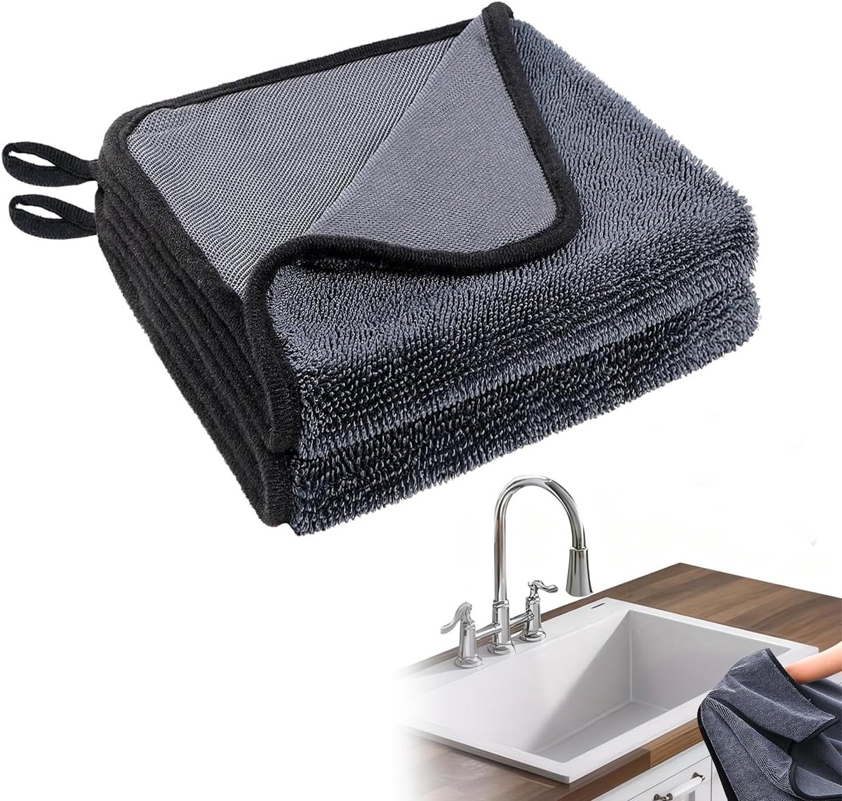 Douchewanddoek 40 x 40 cm - Polyestervezel - Dubbelzijdige wateropname - Perfect voor badkamer en auto - SnelShoppen