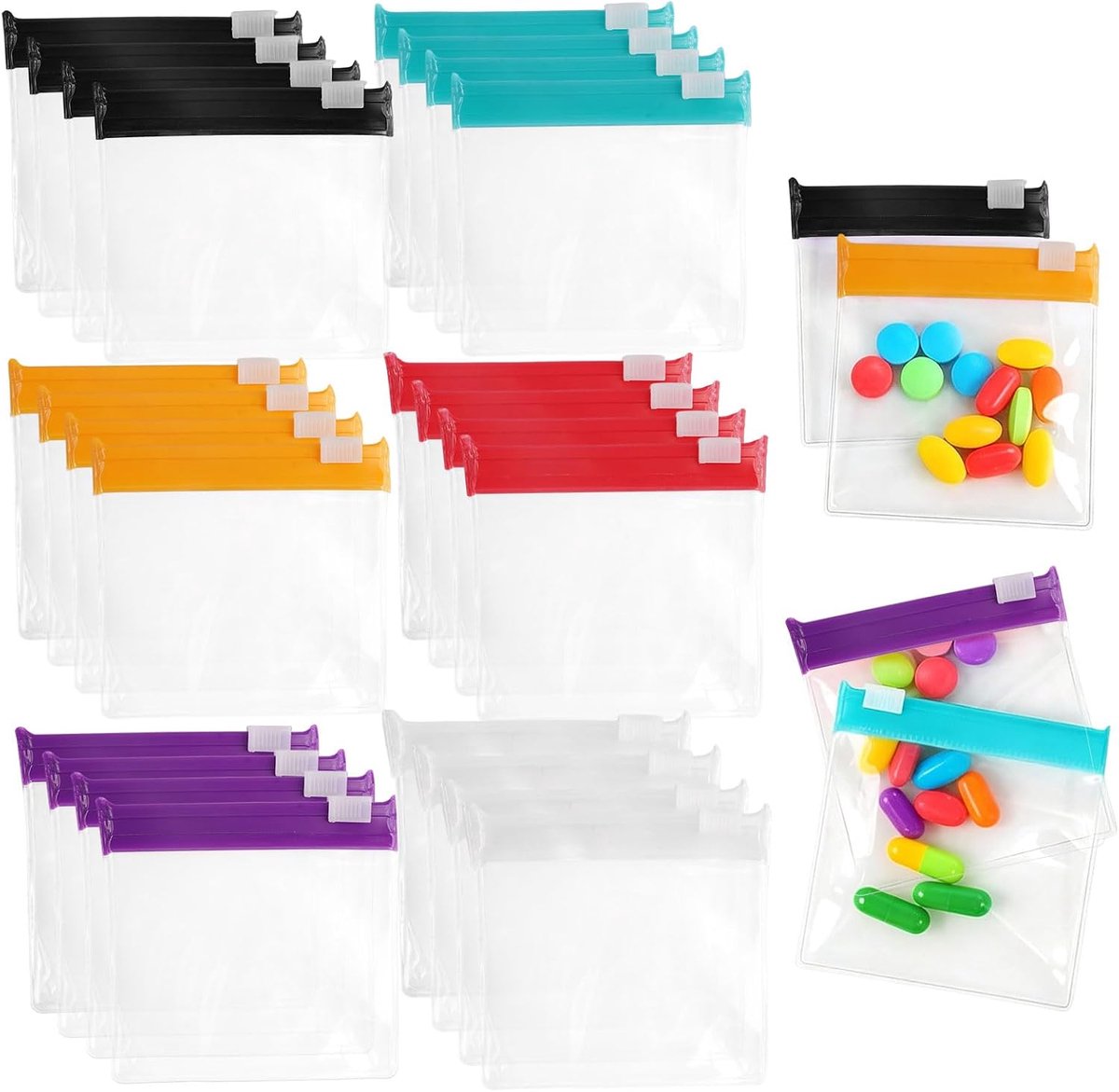 Mini-zakjes met ritssluiting 24 stuks - EVA plastic - waterdicht en herbruikbaar - SnelShoppen