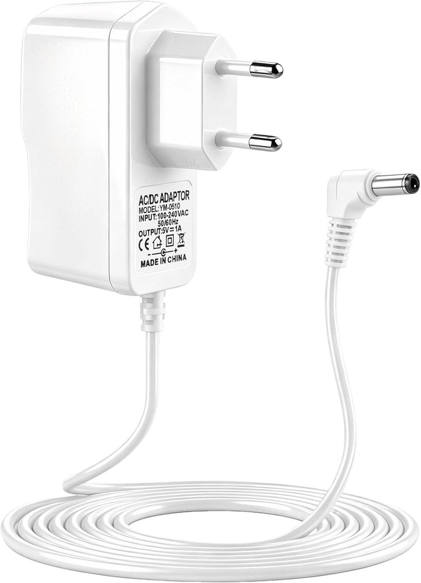 Adapter 5 V, 1 A - vervangingskabel - 0.3 x 1.3 mm - voor babycamera en intercom - SnelShoppen
