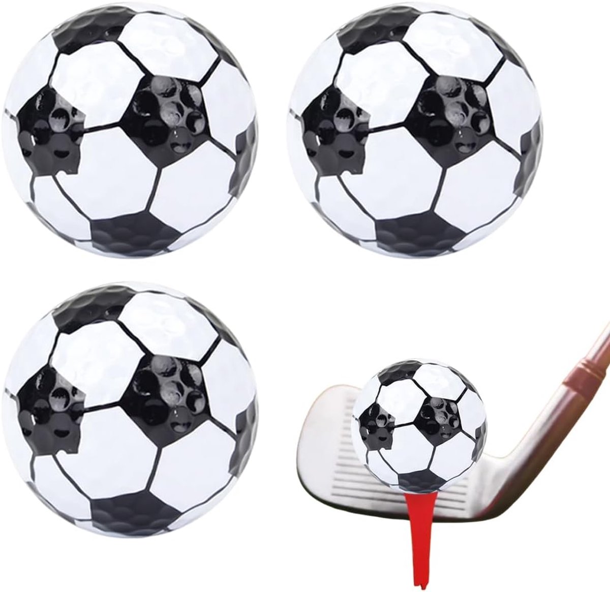 Golfballen 3 stuks - voetbalmodel - kleurrijk ontwerp - grappige cadeaus voor golfers - SnelShoppen