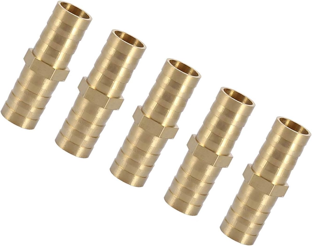 Pijpconnector 10mm - Messing recht 2-weg - Duurzaam en roestvrij - Ideaal voor tuinslangen - SnelShoppen