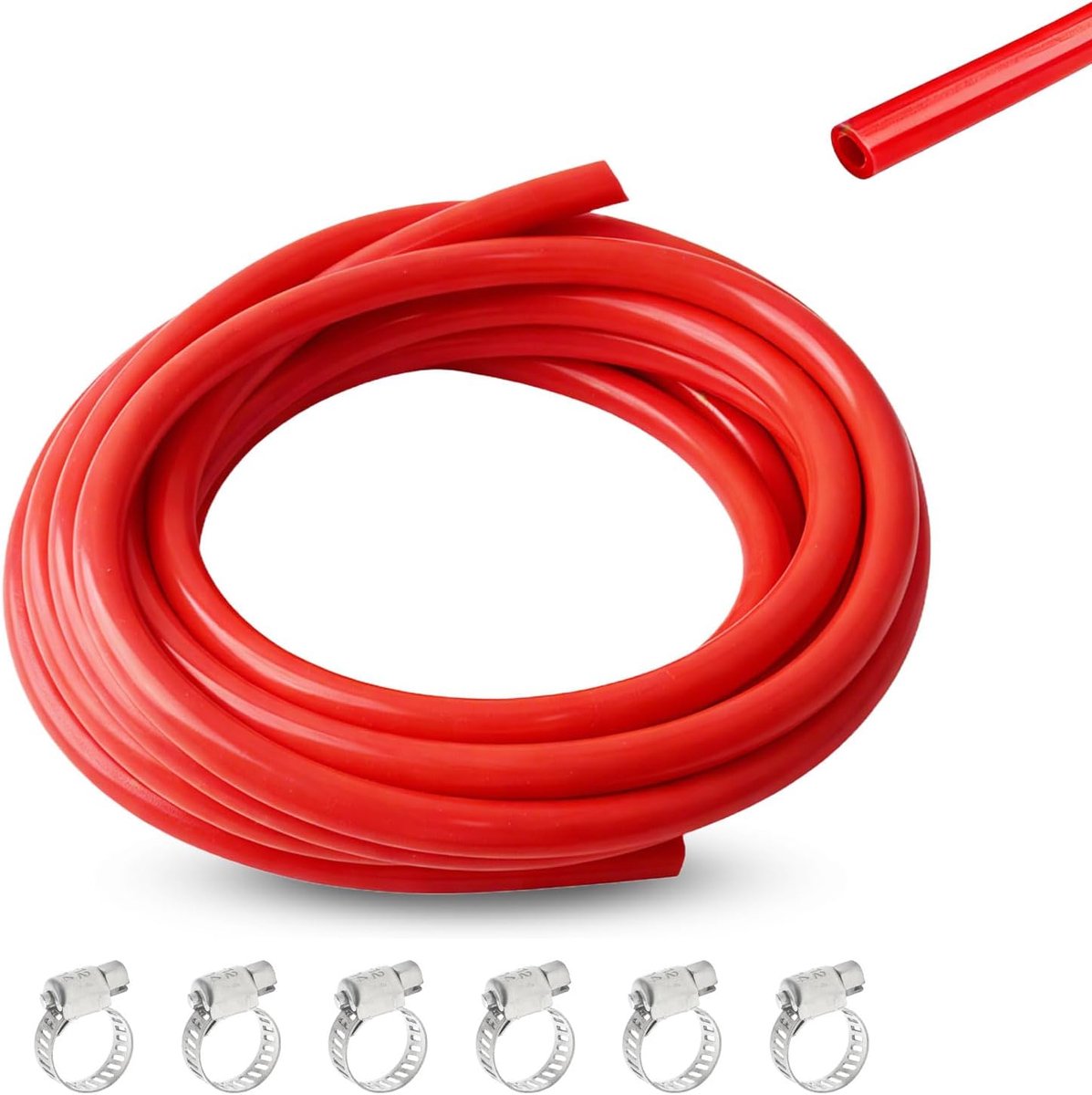 Siliconen vacuümslang 6 meter - hoge temperatuur - 8mm binnen- en 14mm buitendiameter - ideaal voor auto-onderhoud - SnelShoppen