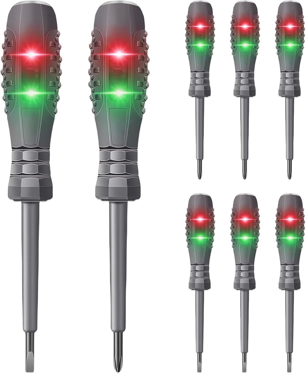 SnelShoppen - Pack van 8 Fase Testers, Schroevedraaiers, 2-in-1 Voltage Tester, Magnetische Schroevedraaiers met Hoog Koppel voor DC Circuit Detectie
