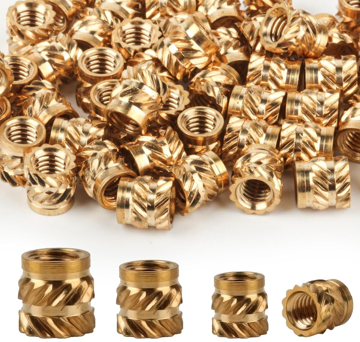 Thread Insert Set 150 stuks - M2 M3 M4 Messing - Knurled design - Ideaal voor 3D print toepassingen - SnelShoppen
