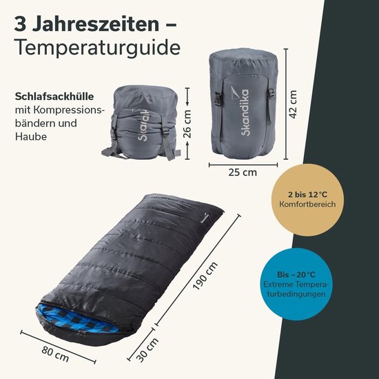 Kampeer slaapzak - Outdoor dekenzak - Kamperen en Hiken - Zachte katoen flanel voering - 220 x 80 cm - Zwart — afbeelding 2
