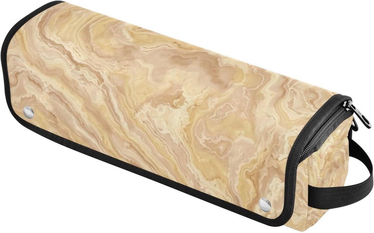 Haartang Reistas - Stylingtool Organizer - Reizen en Opslag - Hittebestendige Mat - 37 cm - Beige Abstract Marmer