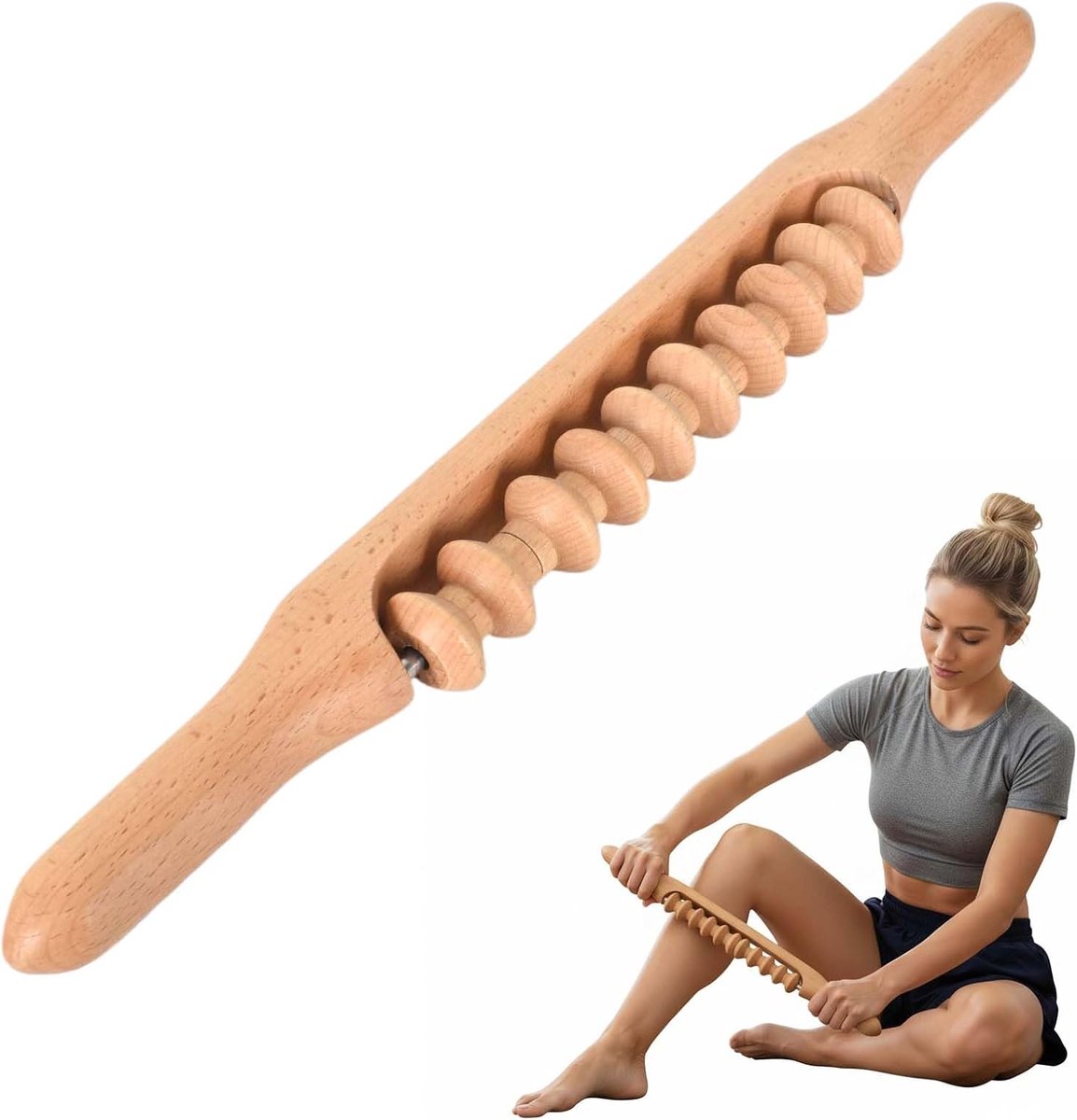 Gua Sha Massage Tool 43 x 5 cm - Beukenhout - Anti-cellulite - Verlicht pijn - SnelShoppen