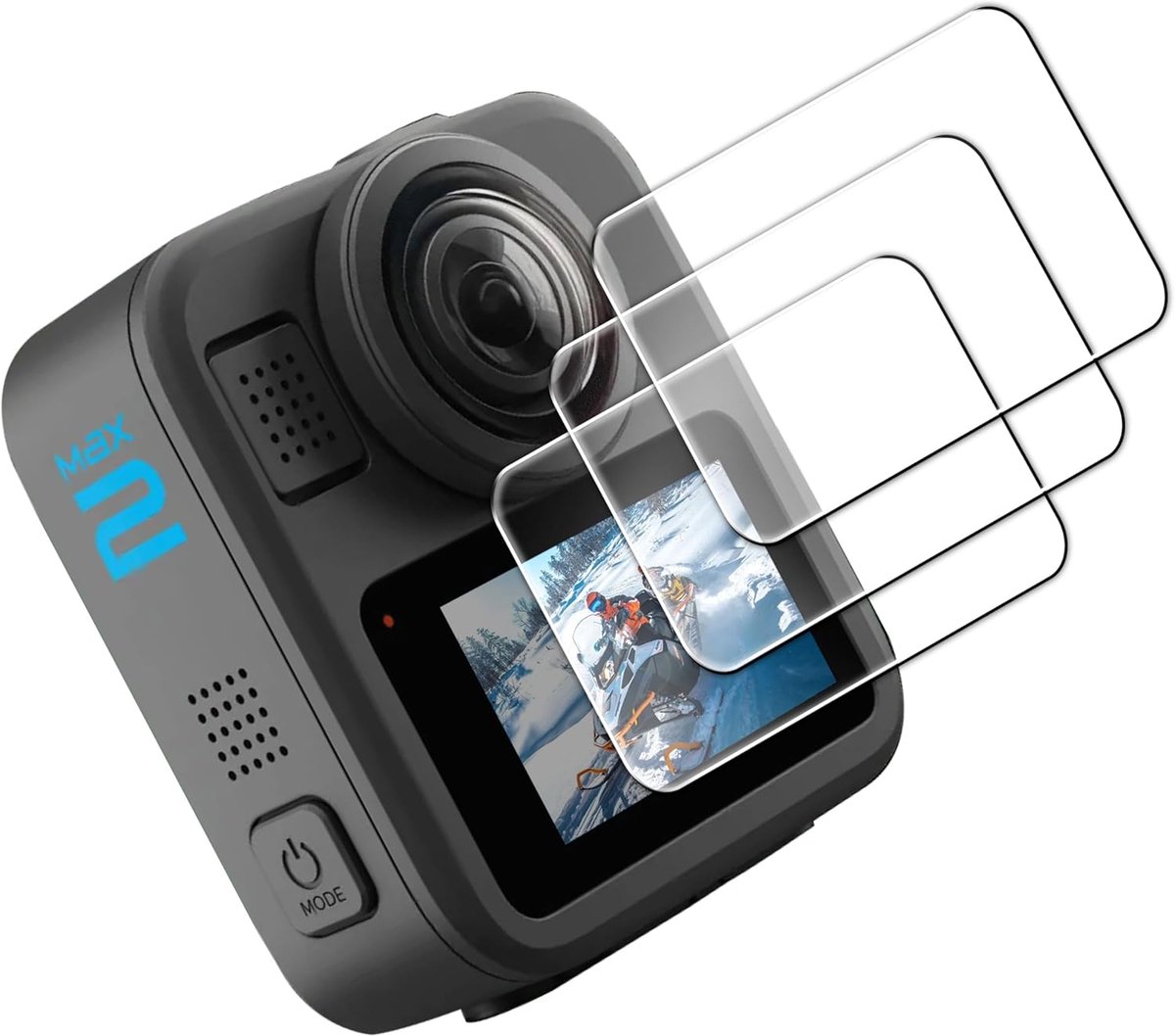 Screenprotector Go Pro MAX 2/MAX 2025/MAX 360 - 3 stuks - gehard glas - krasbestendig en ultra helder - SnelShoppen