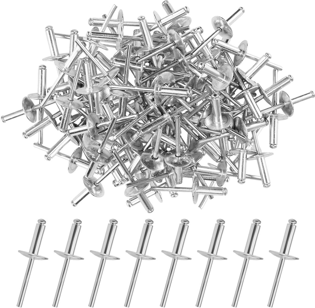 Blindklinknagels 4.8mm x 16mm - Aluminium met grote flens - Roestvrijstalen mandrel - Duurzame bevestiging - SnelShoppen