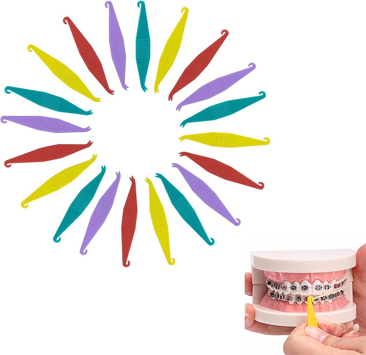 Orthodontische elastische wegwerpklemmen - 20 stuks - kunststof - eenvoudig aanbrengen en verwijderen van elastieken - SnelShoppen
