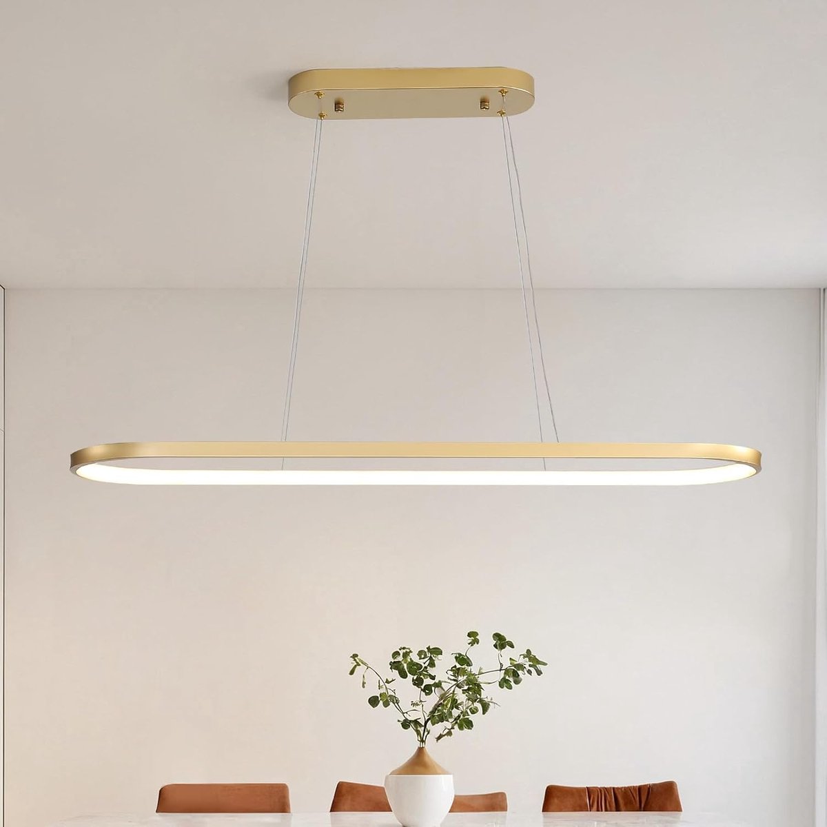 Hanglamp ovaal dimbaar - moderne gouden kroonluchter met afstandsbediening - hoogte verstelbaar - SnelShoppen