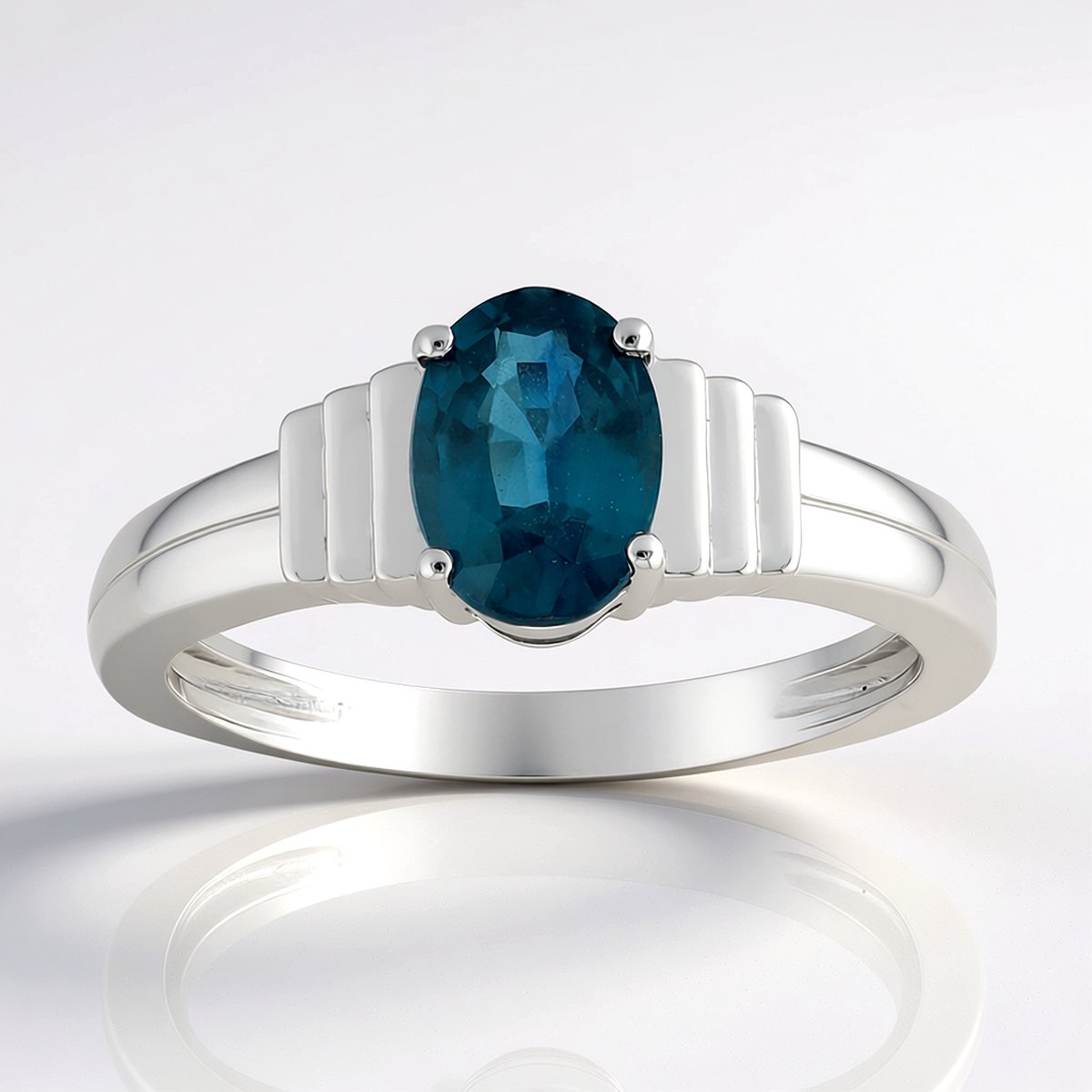 Cavill - Zilveren Ring met Groene Kyaniet Ovaal 0,808 ct - 925 Sterling Zilver Gerhodineerd - Elegante Damesring - Luxe Design - India Edelsteen