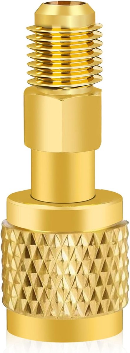 Refrigerant Adapter 1/4 Inch - Messing - Omgekeerde Draad - Geschikt voor R-454B/R-32 Tanks - SnelShoppen