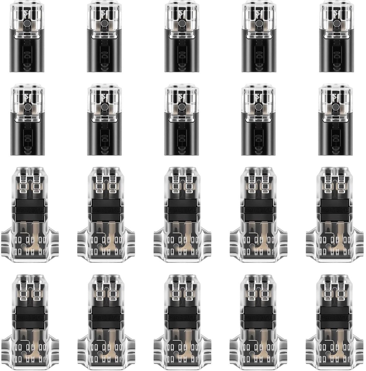Waterdichte kabelconnectoren 2-polig - Pack van 20 - Compact mini connector - Geschikt voor 12 Volt toepassingen - SnelShoppen