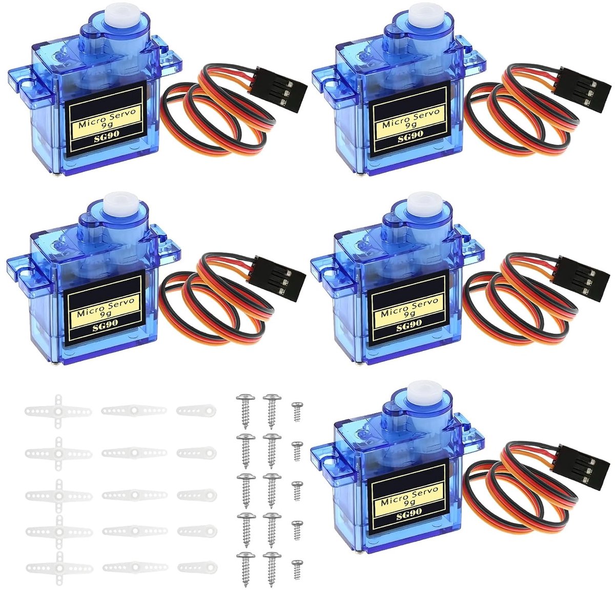 Microservomotoren 9G - Krachtig en veelzijdig - Ideaal voor hobbyprojecten - 5 stuks - SnelShoppen