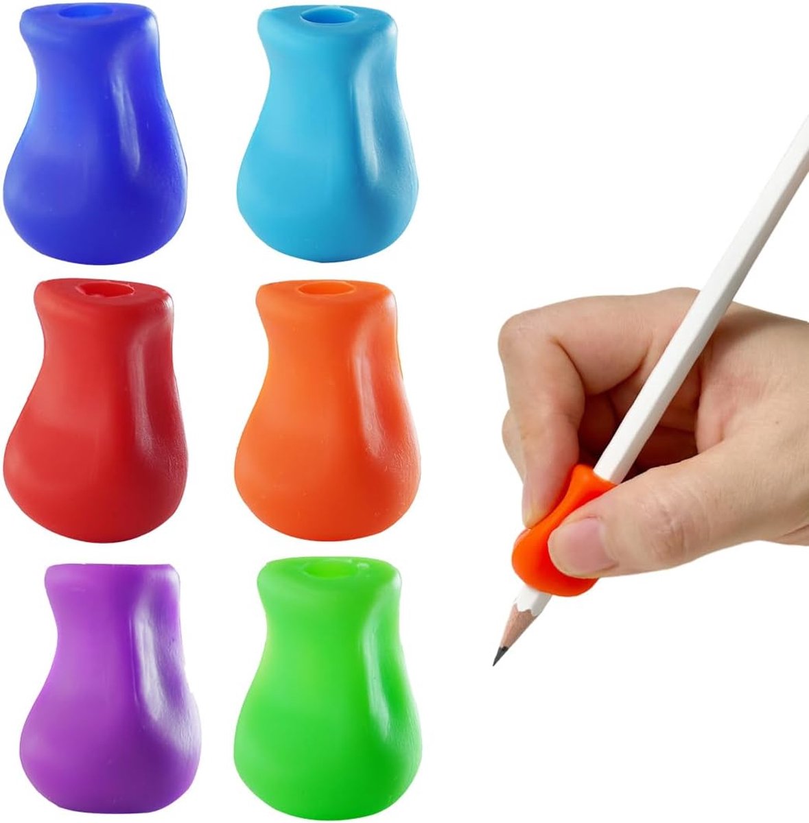 Set van 6 correctiestiften - ergonomische siliconen handgreep - verbeterde schrijfhouding - ideaal voor kinderen - SnelShoppen