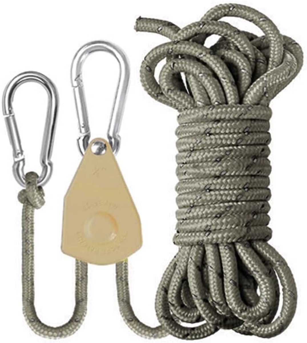 Ratchet Ropes 2M - Verstelbare stevige touwhanger - Geschikt voor buitengebruik - Ideaal voor groeilampen - SnelShoppen