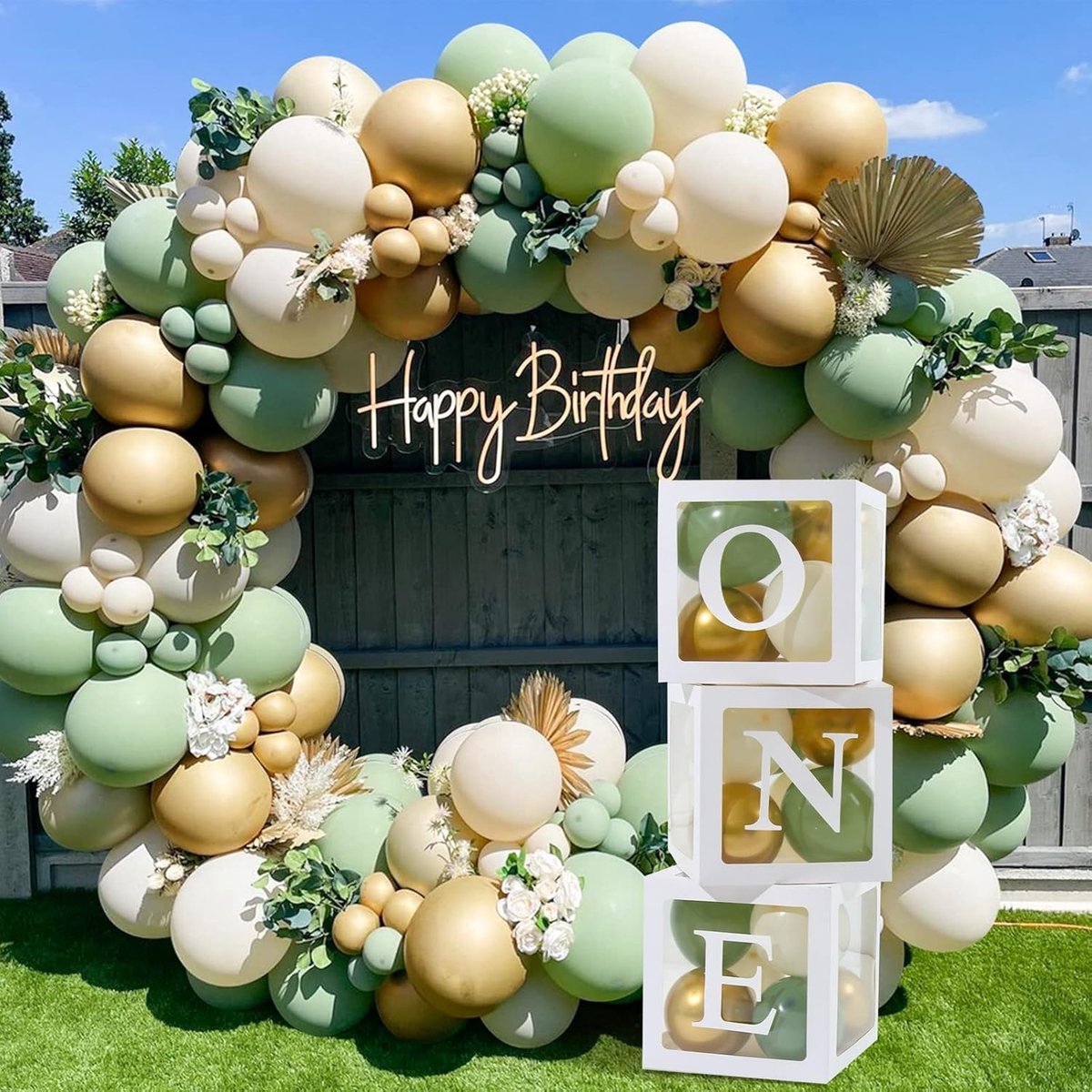 118pcs verjaardag versiering 1 jaar - groene, witte en gouden ballonnen - Jungle Safari thema - SnelShoppen