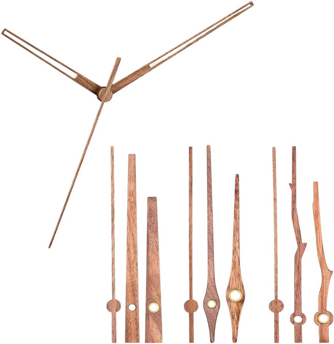 Wandklok wijzers set van 4 - notenhout - duurzaam en eenvoudig te installeren - perfect voor DIY projecten - SnelShoppen