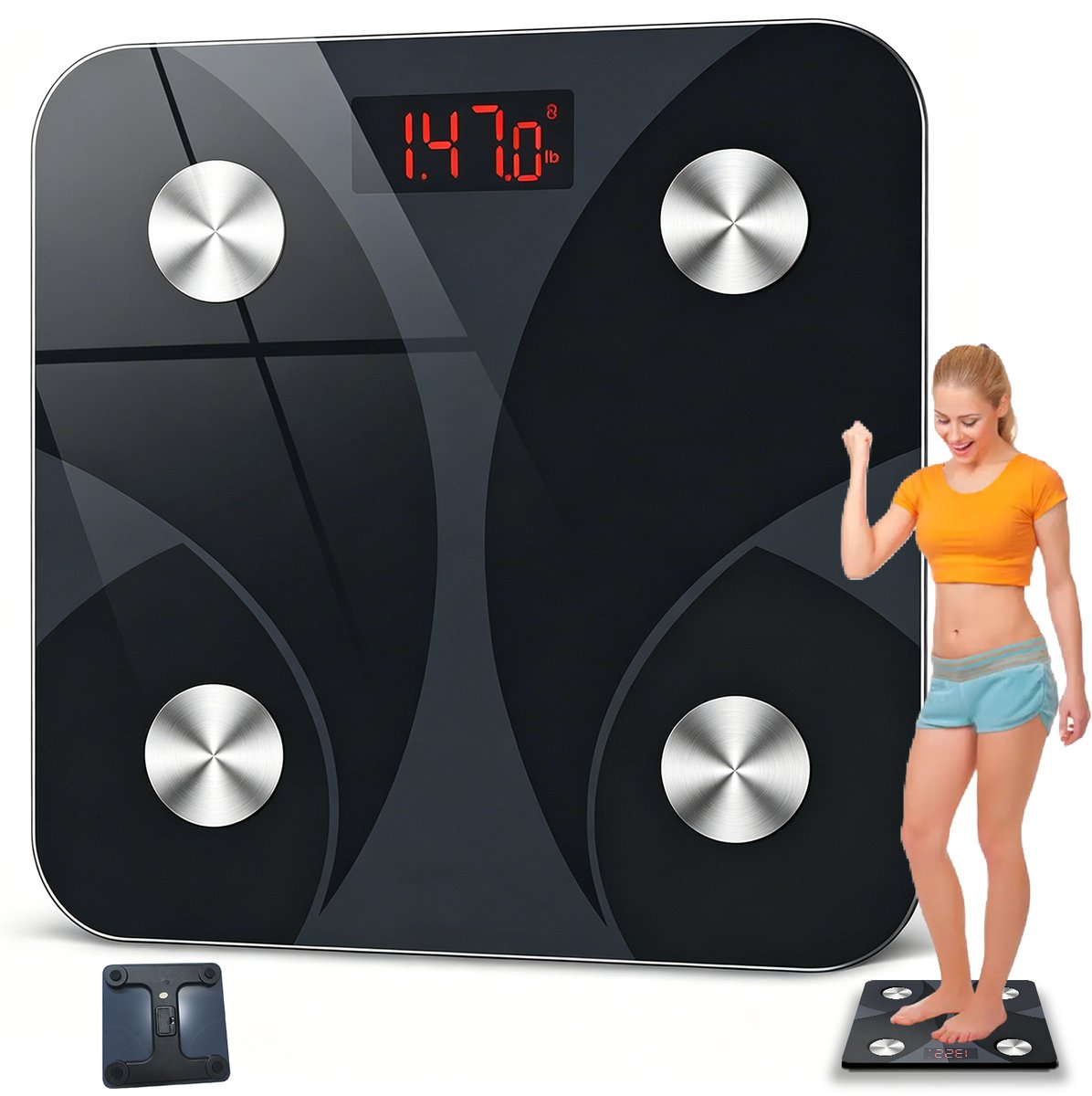 Slimme Bluetooth Personenweegschaal - Lichaamsanalyseweegschaal - Analyse van 13 Lichaamsgegevens - Meetnauwkeurigheid van 0,05 kg - OKOK-app met Onbeperkte Profielen - Draagvermogen tot 180 kg - Voor Dagelijks Gebruik Thuis