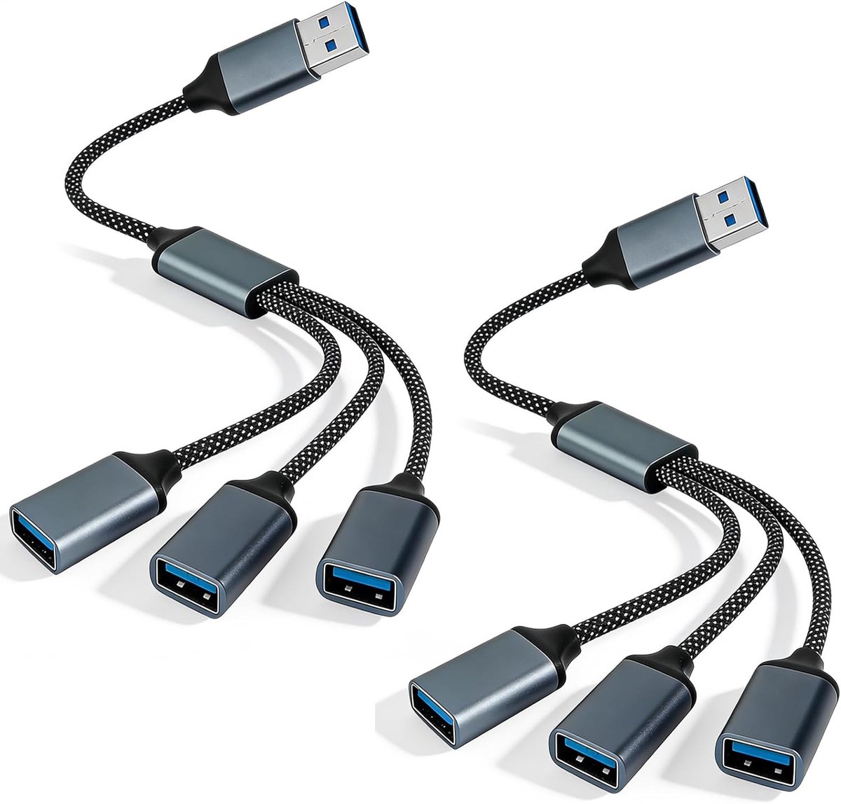 USB splitter 1 naar 3 - Y-kabel - voor opladen en datatransfer - hou je bureau opgeruimd - SnelShoppen