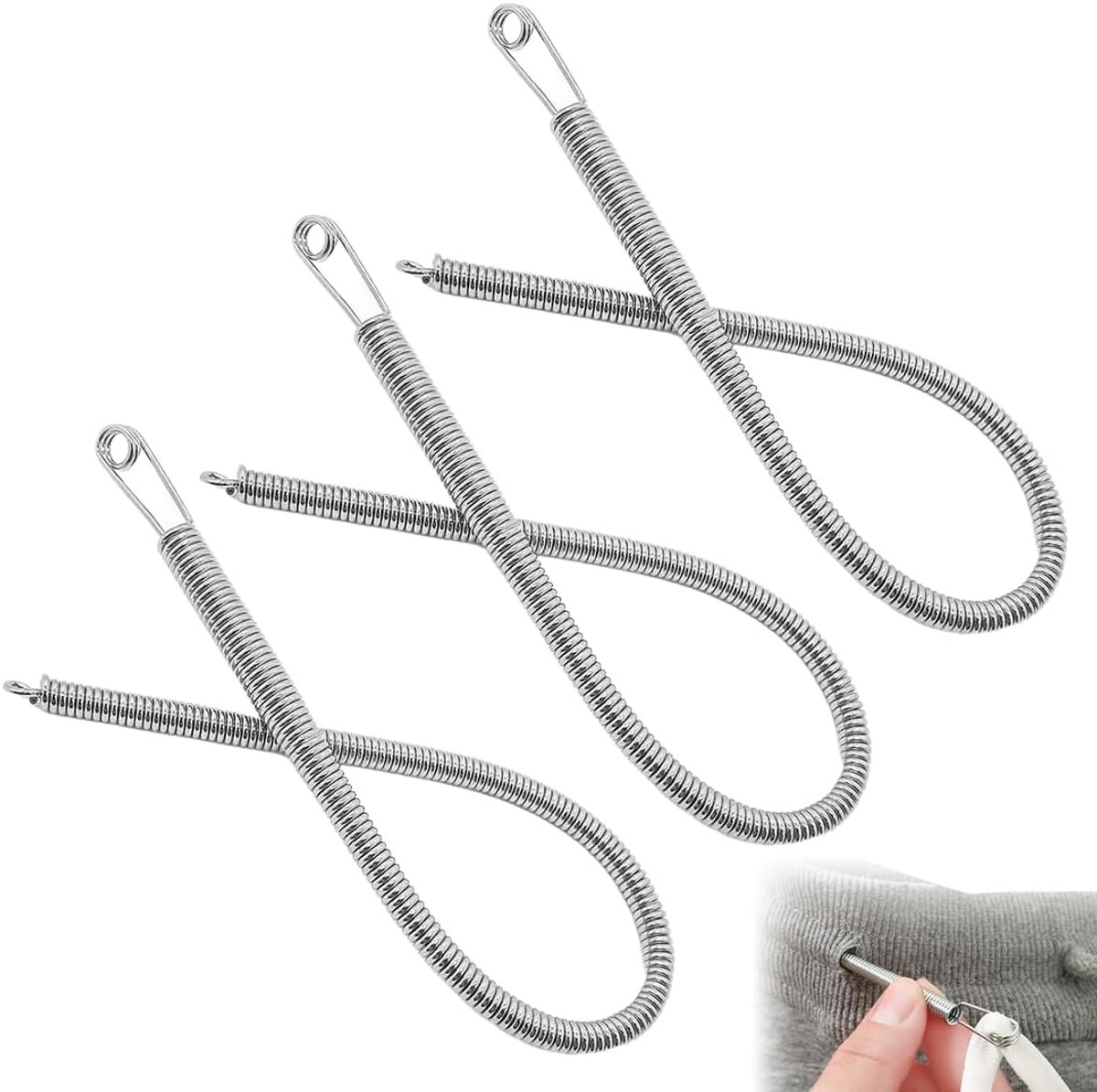 Inrijger 3-delige set - veerkoordinrijders - opvouwbare koordclip - ideaal voor veters in hoodies - SnelShoppen
