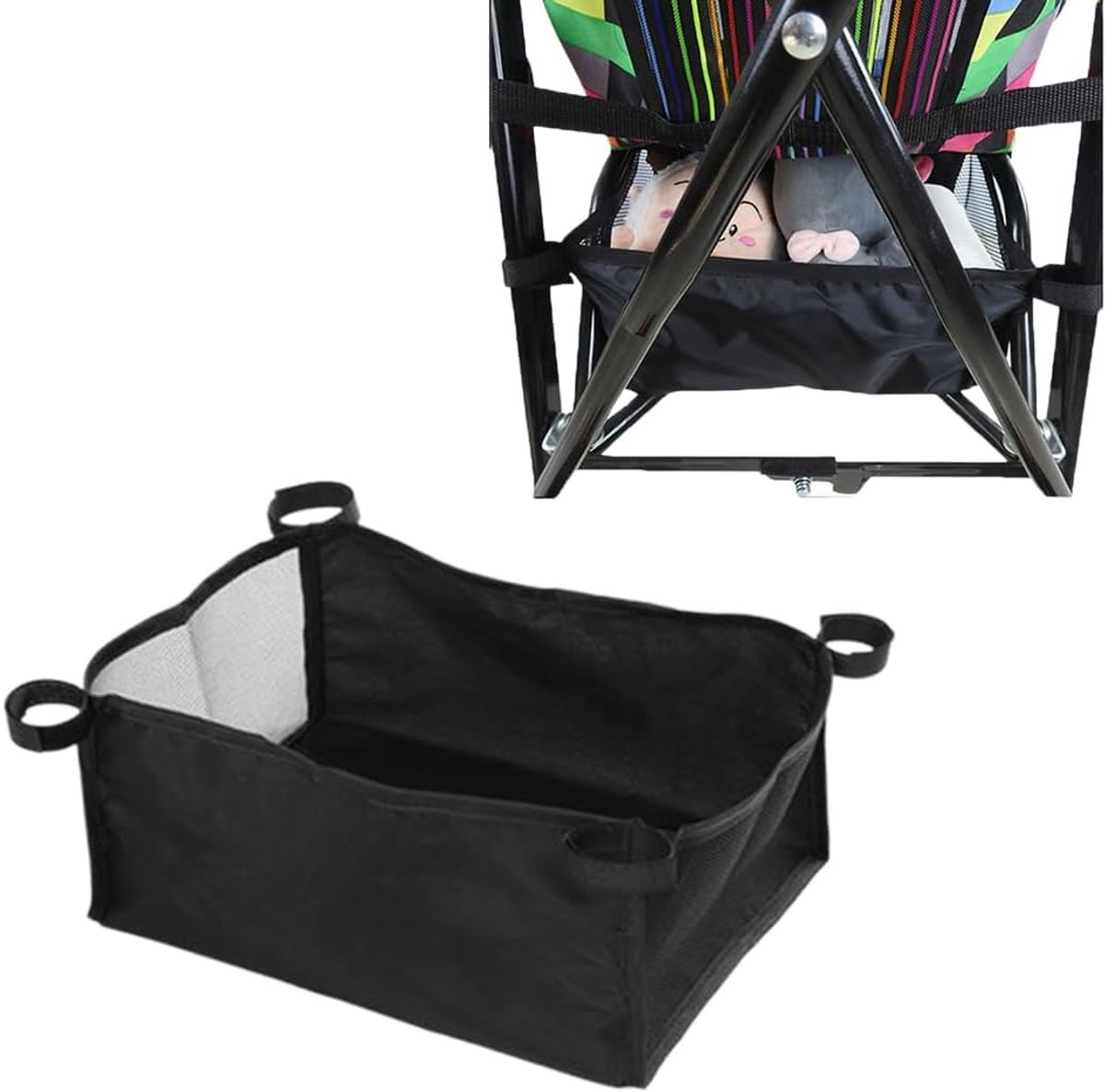 Boodschappenmanden voor kinderwagen - zwarte hangtas - robuust Oxford-weefsel - ruime opbergruimte voor luiers - SnelShoppen