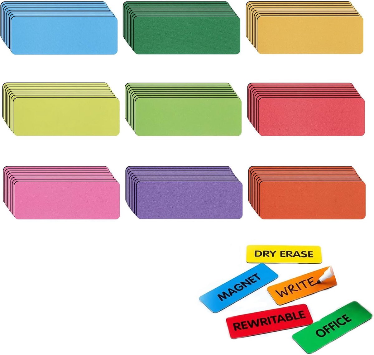 Magnetische dry erase labels 72 stuks - beschrijfbare whiteboard magneten - herbruikbare naamplaten - SnelShoppen