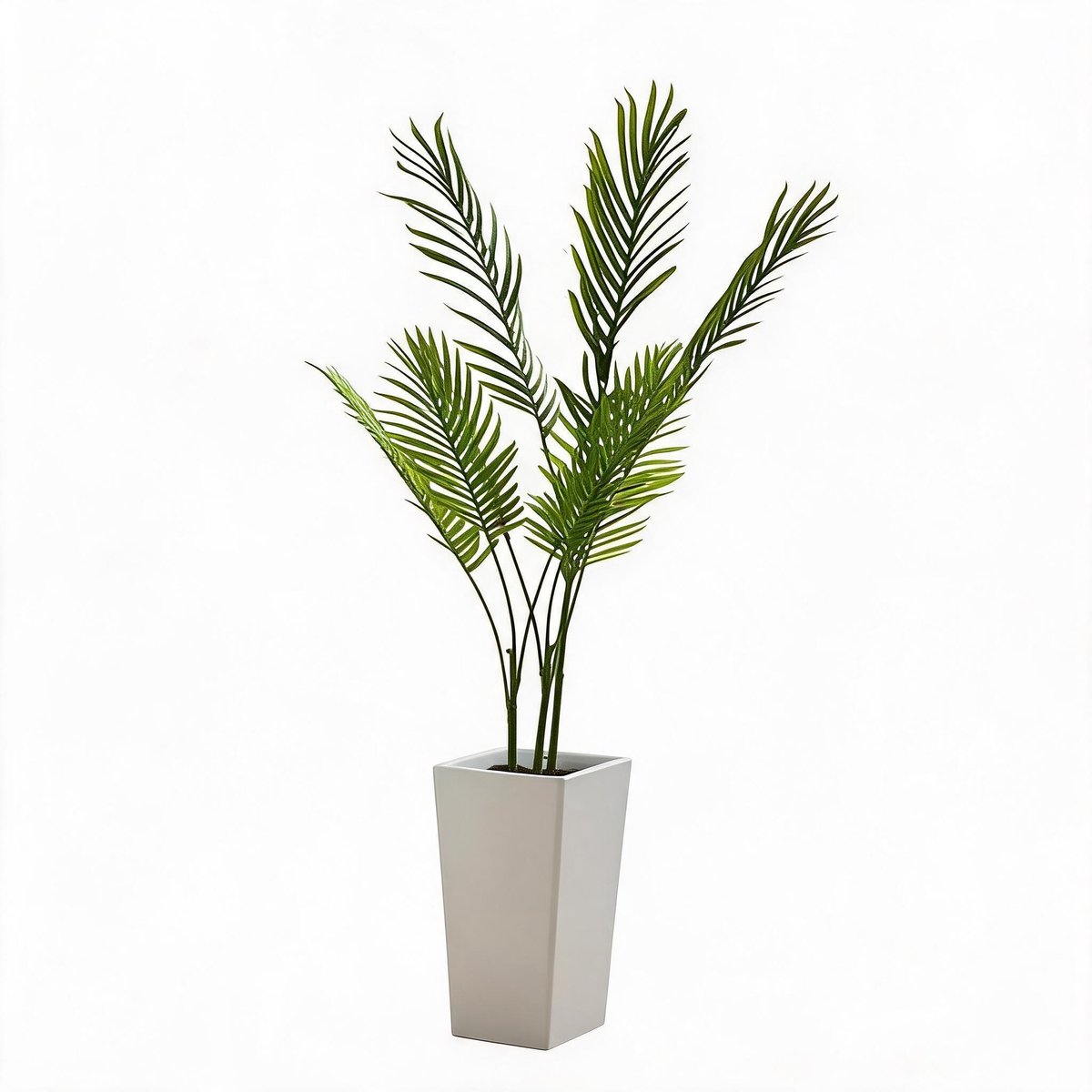HOERFURIY - 132cm kunst areca palm met hoge witte pot en kunstmos uv-bestendige PEVA bladeren binnen-buiten decoratie voor woning kantoor terras
