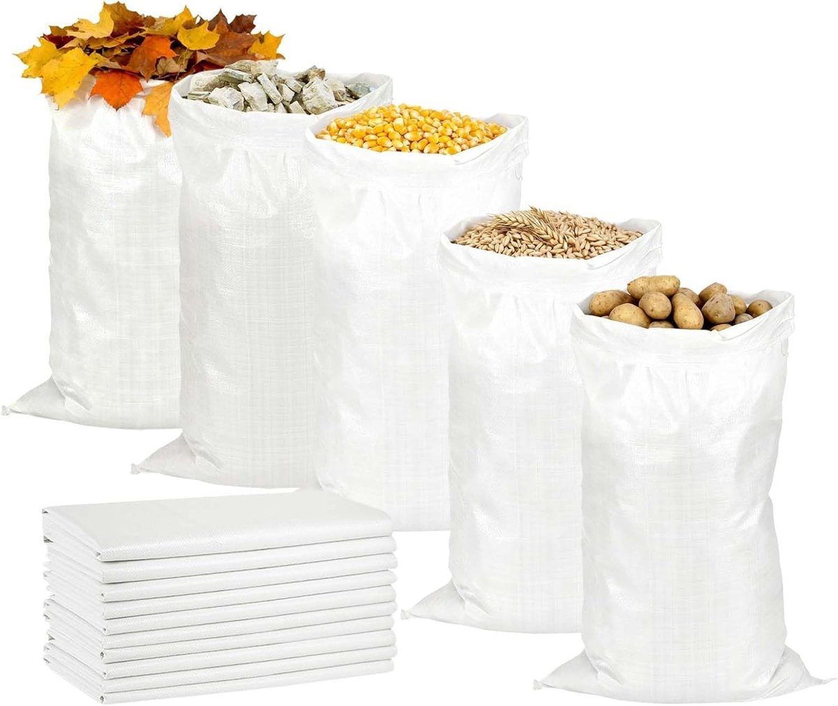 Opbergzakken set van 10 - 65 x 105 cm - zware stof - ideaal voor het vervoeren van goederen - SnelShoppen