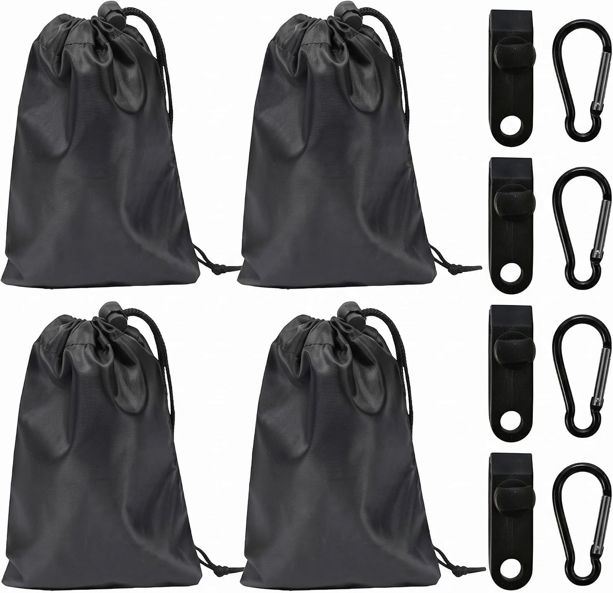 Set van 4 zandzakken 20 x 25 cm - waterdicht - inclusief clips en karabijnhaken - ideaal voor outdoor gebruik - SnelShoppen