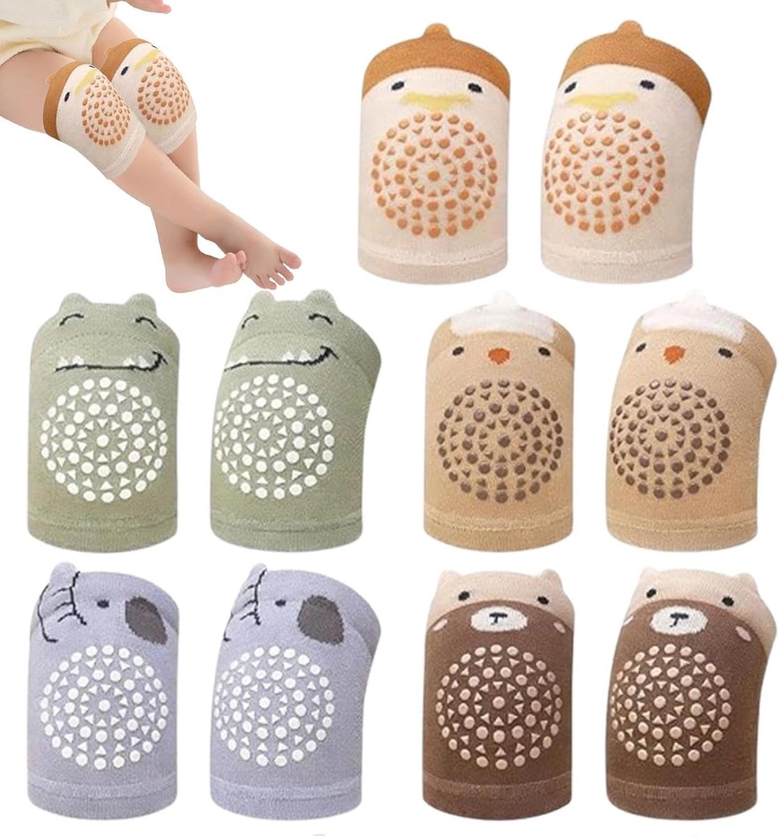 Kniebeschermers voor baby's - verstelbaar en elastisch - antislip met rubberen punten - ideaal tijdens het kruipen - SnelShoppen