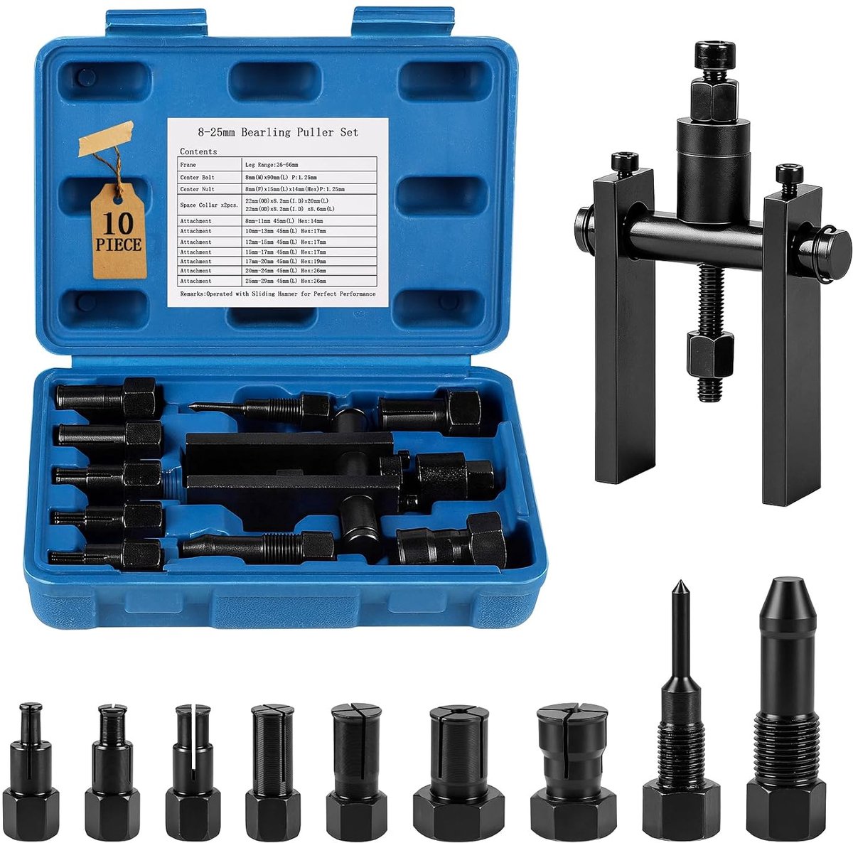 Trekkerset binnenlager 10-delig - motorlagertrekker met spanklemmen - SnelShoppen
