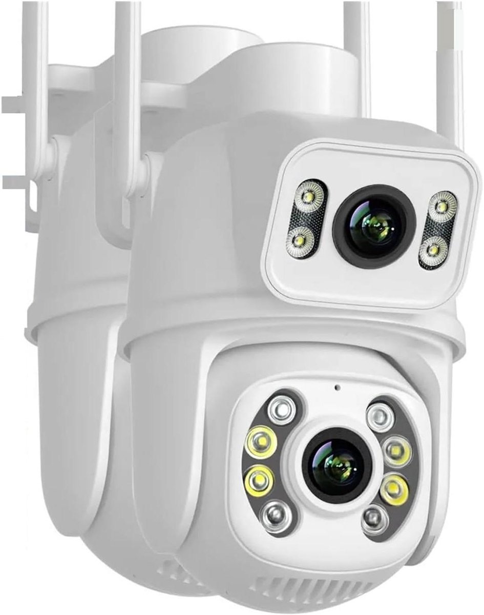 Beveiligingscamera Dubbele Lens - PTZ Camera Nachtzicht - Huis Beveiligen - AI Auto Tracking - 8MP - Wit