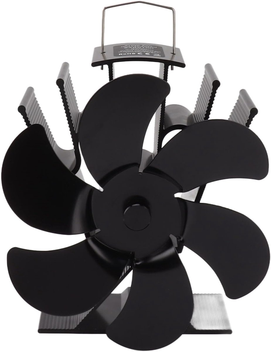Houthaard ventilator - 6 bladen - thermisch aangedreven - efficiënte warmteverspreiding - SnelShoppen