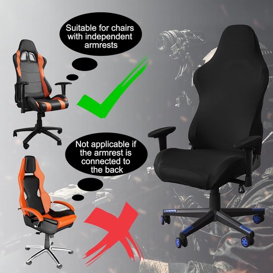 Gamingstoelhoezen 4-delig - wasbaar - met armleuningen en rugleuning - beschermt tegen stof en vuil - SnelShoppen — afbeelding 4