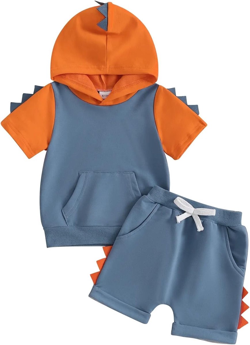Baby jongenskleding met dinosaurus en haai motief - korte mouwen - comfortabele set - ideaal voor warme dagen - SnelShoppen