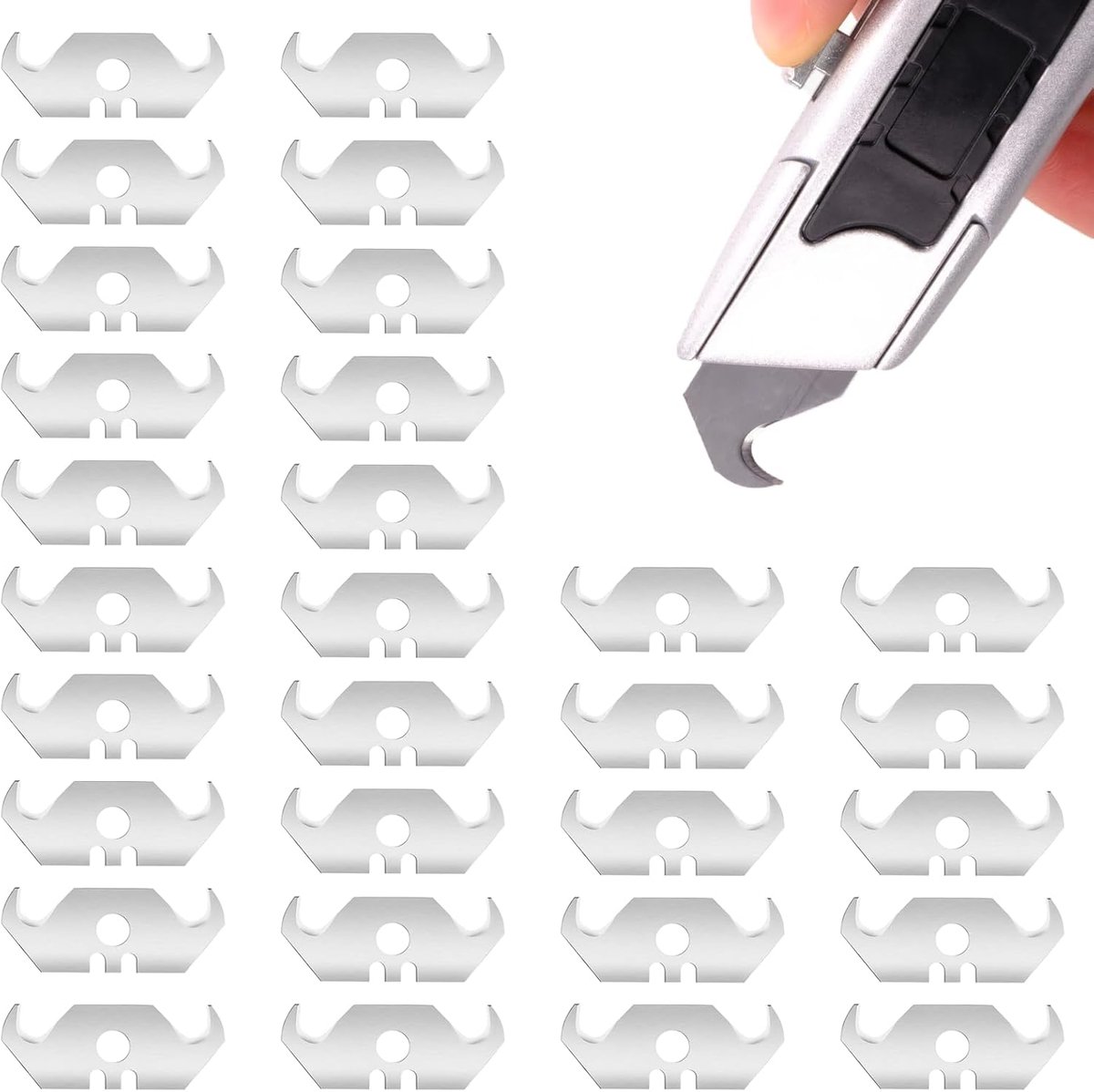Haakmes set 30 stuks - 0,6 mm snijbladen - ergonomisch aluminium - ideaal voor precisiewerk - SnelShoppen