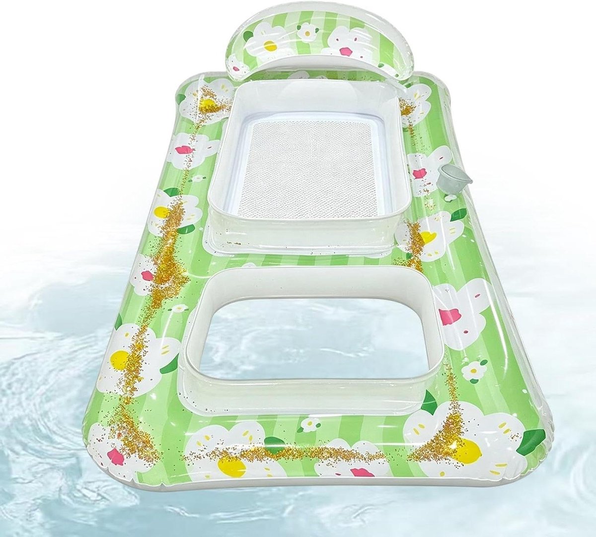 Opblaasbaar Ligbed - Zonvlot Lounger - Ontspannen in water - Dubbele buis constructie - 160x90 cm - Groen