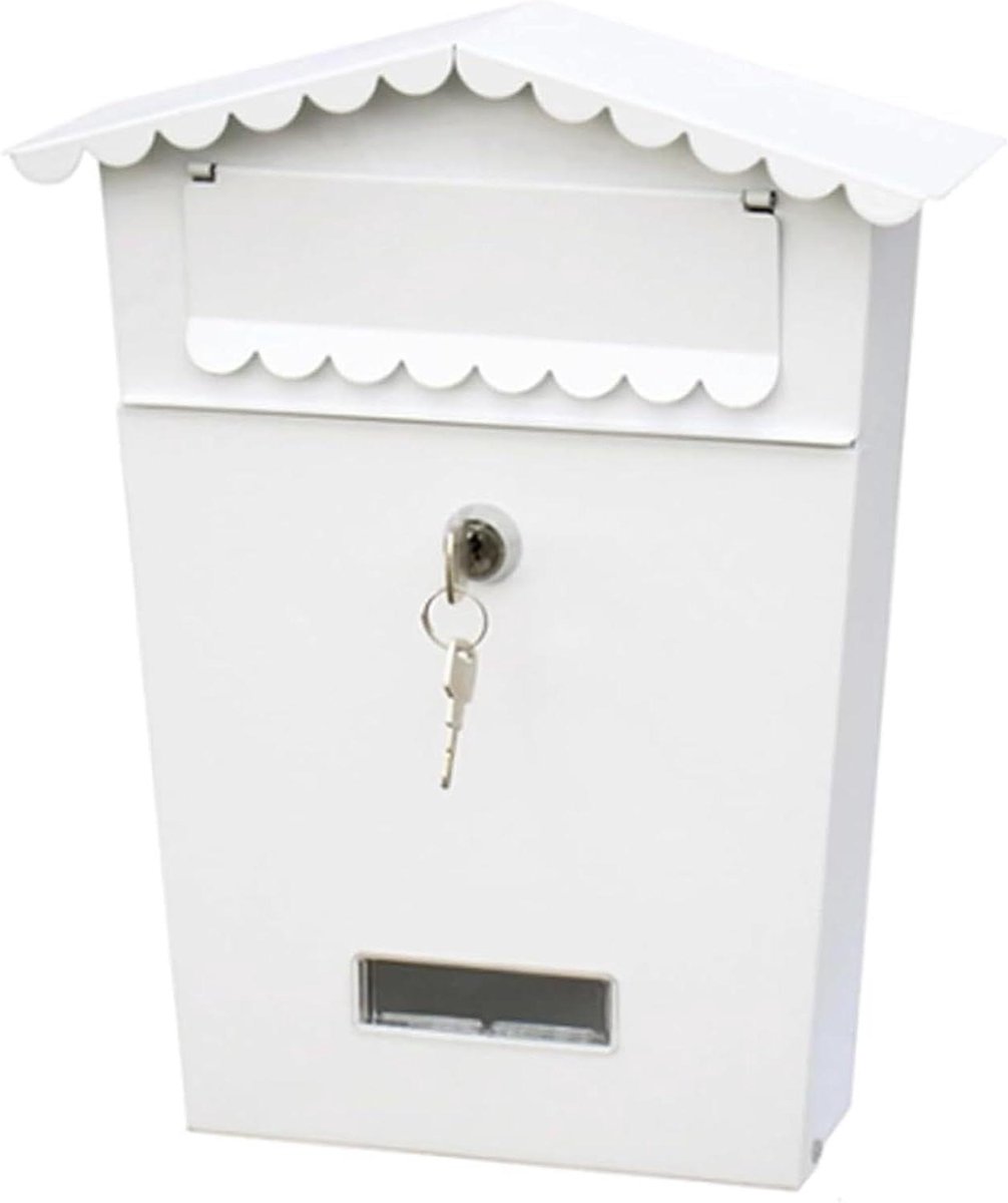 Brievenbus Muurbevestiging - Buitenpostbus Slot - Post Ontvangen - Grote Capaciteit - 25 x 8 x 30 cm - Wit